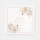 Baby in Bloom Blush Roze Bloemen Baby shower Serve Servet (Voorkant)