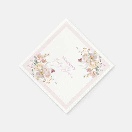 Baby in Bloom Blush Roze Bloemen Baby shower Serve Servet (Hoek)