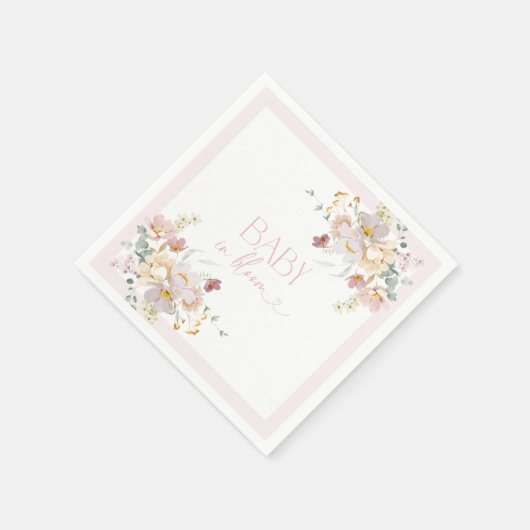 Baby in Bloom Blush Roze Bloemen Baby shower Servet (Hoek)
