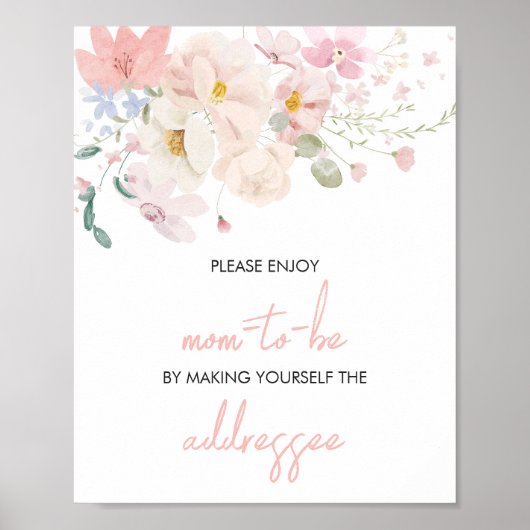 Baby in Bloom Blush Roze Bloemen Envelop Station Poster (Voorkant)
