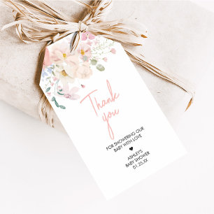 Baby in Bloom Blush Roze Bloemen Favoriet Tags Cadeaulabel