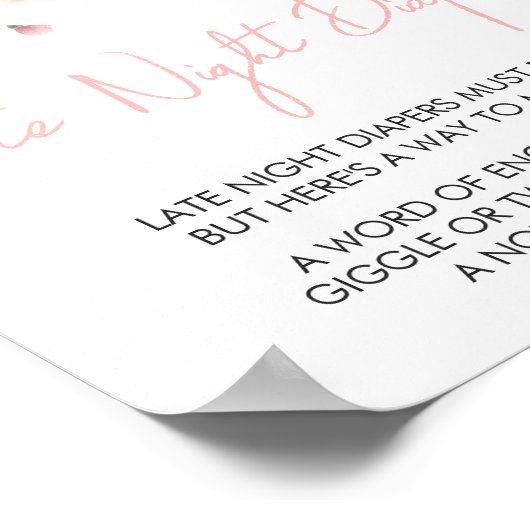 Baby in Bloom Blush Roze Bloemen Late Night Luiers Poster (Hoek)