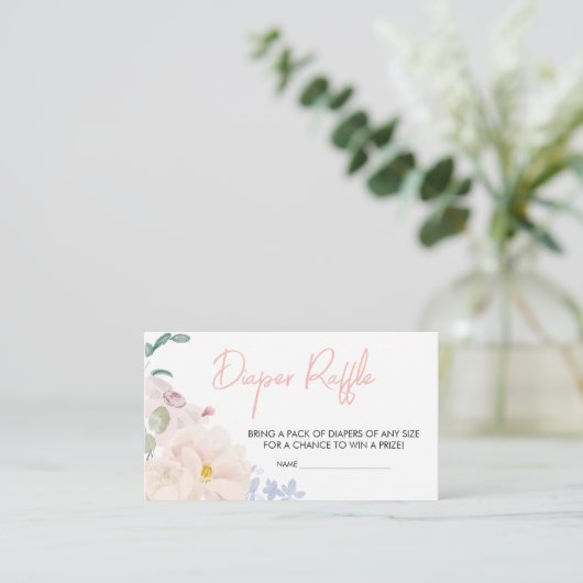 Baby in Bloom Blush Roze Bloemen Luier Raffle Informatiekaartje (Staand voorkant)