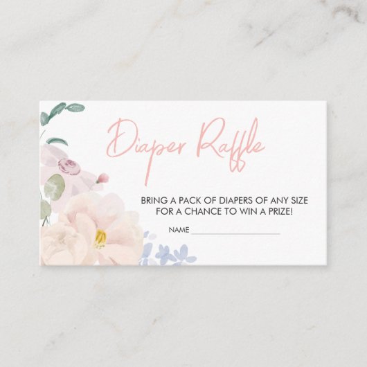 Baby in Bloom Blush Roze Bloemen Luier Raffle Informatiekaartje (Voorkant)