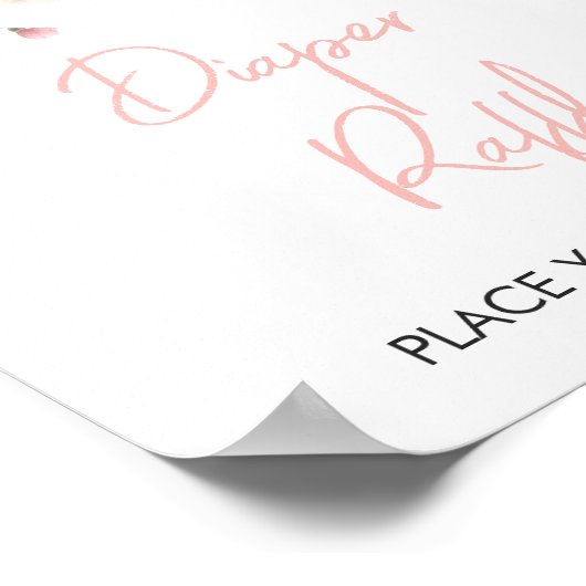 Baby in Bloom Blush Roze Bloemen Luier Raffle Poster (Hoek)