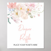 Baby in Bloom Blush Roze Bloemen Luier Raffle Poster (Voorkant)