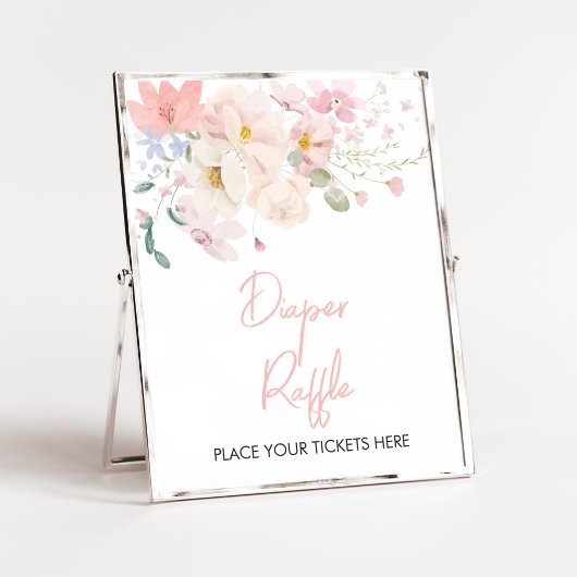 Baby in Bloom Blush Roze Bloemen Luier Raffle Poster