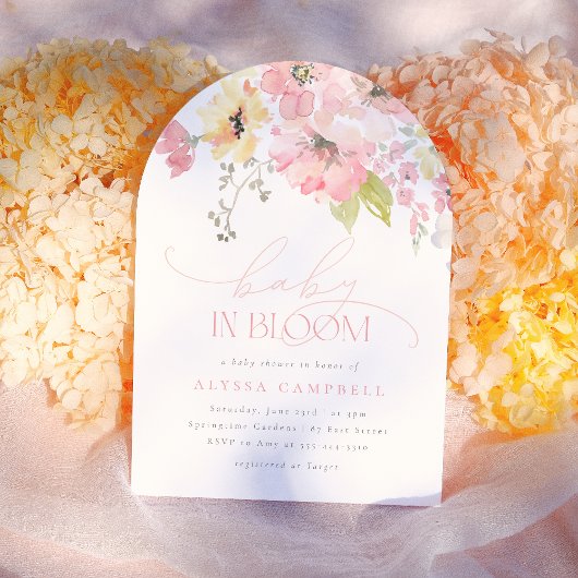 Baby in Bloom Blush Roze Bloemen Meisje Douche Boo Kaart