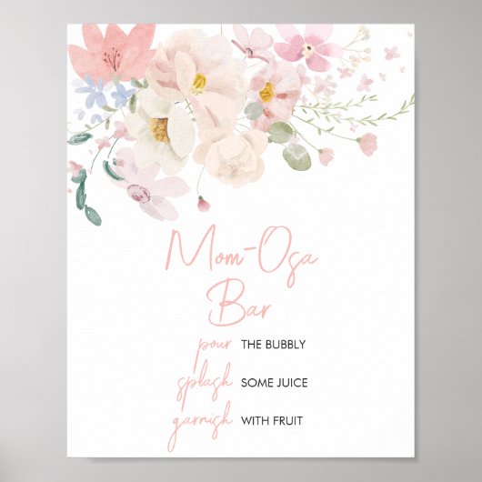 Baby in Bloom Blush Roze Bloemen Mom Osa Bar Poster (Voorkant)
