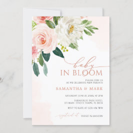 Baby in Bloom Blush Roze Bloemen Vrijgezellenfeest Kaart