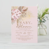 Baby in Bloom Blush Roze Boho Baby Shower  Kaart (Staand voorkant)