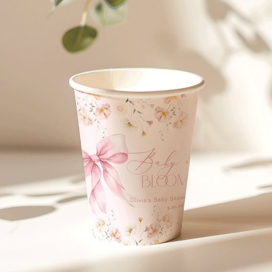 Baby in Bloom Blush roze Bow Floral Spring Papieren Bekers