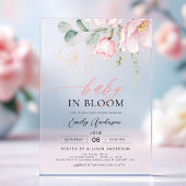 Baby in Bloom Blush Roze Douche Bloemen Meisje Acryl Uitnodigingen