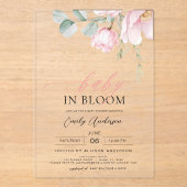 Baby in Bloom Blush Roze Douche Bloemen Meisje Acryl Uitnodigingen (Voorkant)