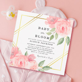 Baby in Bloom Blush Roze Goud Bloemen Baby shower Kaart