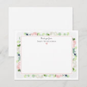 Baby in Bloom Blush Roze Rose Baby Meisje Statione Bedankkaart (Voorkant / Achterkant)