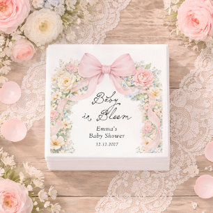 Baby in Bloom Blush Roze Strik Bloemige Baby Borre Servet