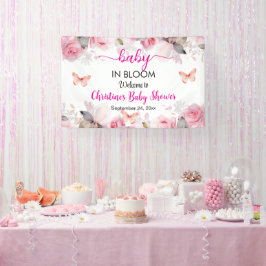 Baby in Bloom Blush Rozen Baby Shower Achtergrond Spandoek