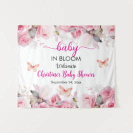 Baby in Bloom Blush Rozen Baby shower Achtergrond Wandkleed