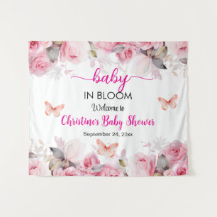 Baby in Bloom Blush Rozen Baby shower Achtergrond Wandkleed