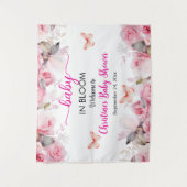 Baby in Bloom Blush Rozen Baby shower Achtergrond Wandkleed (Voorkant)