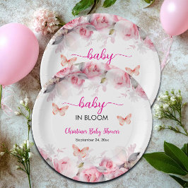 Baby in Bloom Blush Rozen Baby shower Papieren Bordje
