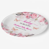 Baby in Bloom Blush Rozen Baby shower Papieren Bordje (Gekanteld)