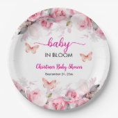 Baby in Bloom Blush Rozen Baby shower Papieren Bordje (Voorkant)