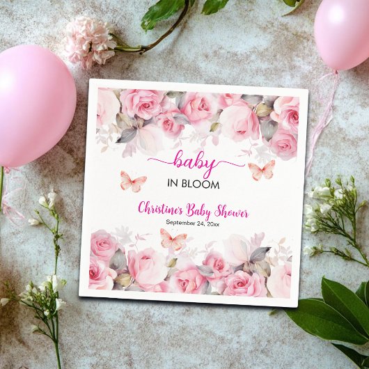 Baby in Bloom Blush Rozen Baby shower Servet