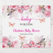 Baby in Bloom Blush Rozen Baby shower Sparkling Wijnetiket (Enkel label)