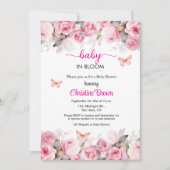 Baby in Bloom Blush Rozen Baby shower Uitnodiging (Voorkant)