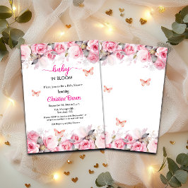 Baby in Bloom Blush Rozen Baby shower Uitnodiging