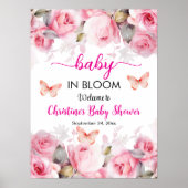 Baby in Bloom Blush Rozen Baby shower Welkom Poster (Voorkant)