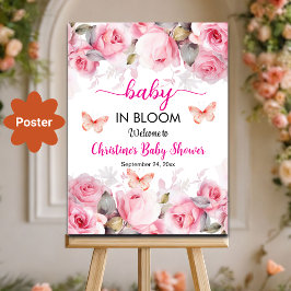 Baby in Bloom Blush Rozen Baby shower Welkom Poster