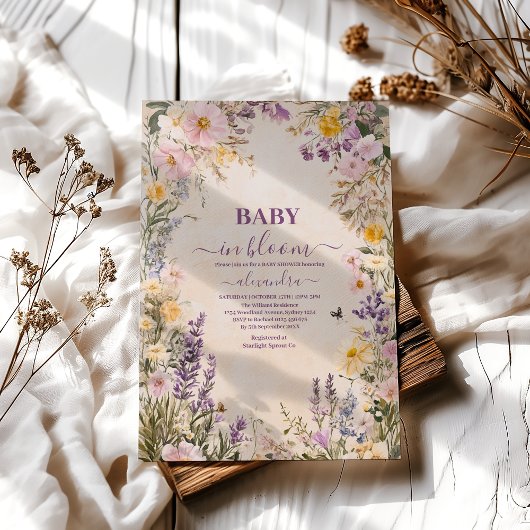 Baby in Bloom Blush Spring Floral Baby shower Kaart
