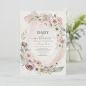 Baby in Bloom Blush Spring Floral Baby shower Kaart (Staand voorkant)