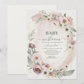 Baby in Bloom Blush Spring Floral Baby shower Kaart (Voorkant / Achterkant)