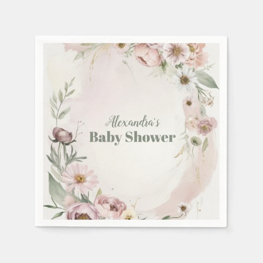 Baby in Bloom Blush Spring Floral Baby shower Servet (Voorkant)