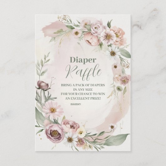 Baby in Bloom Blush Spring Floral Diapper Raffle Informatiekaartje (Voorkant)