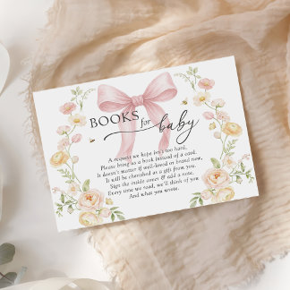 Baby in Bloom Boekverzoek Roze Strik Baby Shower Informatiekaartje