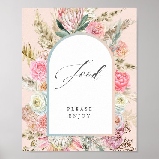 Baby in Bloom Boheems Baby shower Voedselteken Poster (Voorkant)