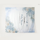 Baby in Bloom Boheems Blauw Roos Baby shower Wandkleed (Voorkant (horizontaal))