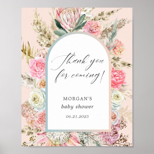 Baby in Bloom Bohemian Baby shower dank u teken Poster (Voorkant)