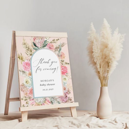 Baby in Bloom Bohemian Baby shower dank u teken Poster