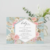 baby in bloom bohemian baby shower , uitnodiging (Staand voorkant)