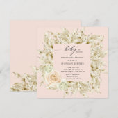 baby in bloom bohemian baby shower , uitnodiging (Voorkant / Achterkant)