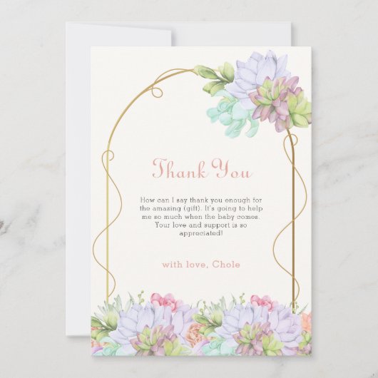 Baby in Bloom Boho Arch Cactus Baby shower Bedankkaart (Voorkant)