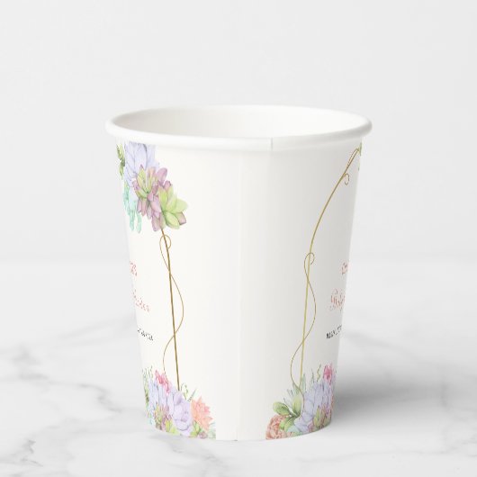 Baby in Bloom Boho Arch Cactus Baby shower Papieren Bekers (Rechts)