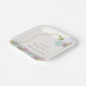 Baby in Bloom Boho Arch Cactus Baby shower Papieren Bordje (Gebogen)