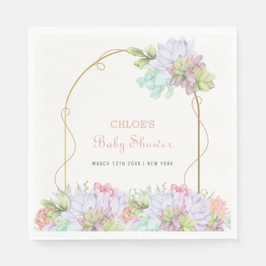 Baby in Bloom Boho Arch Cactus Baby shower Servet (Voorkant)